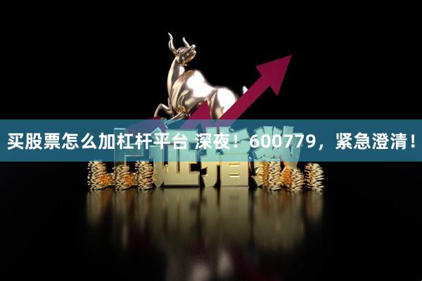 买股票怎么加杠杆平台 深夜！600779，紧急澄清！